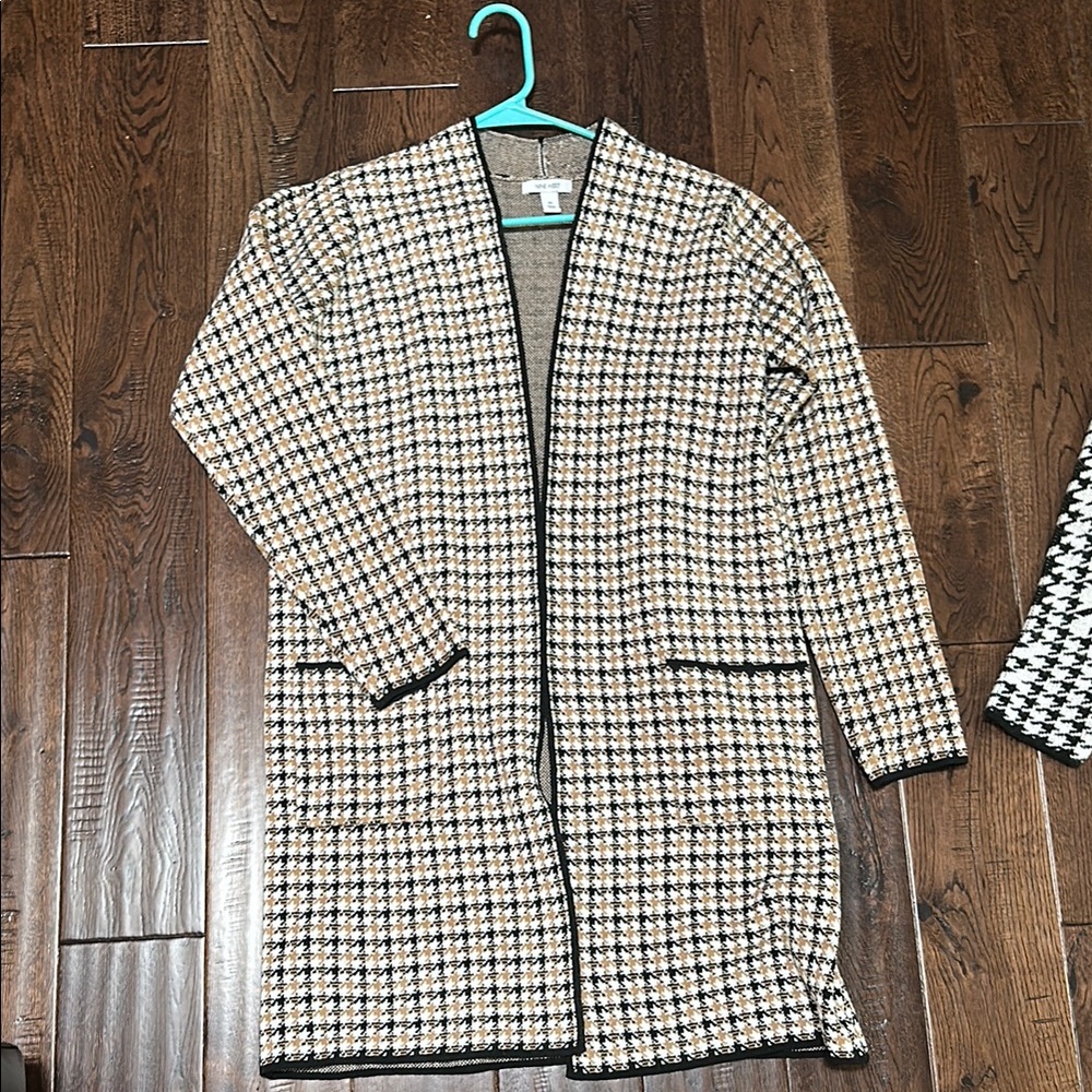 Nine West Women's Houndstooth Open Front Coat